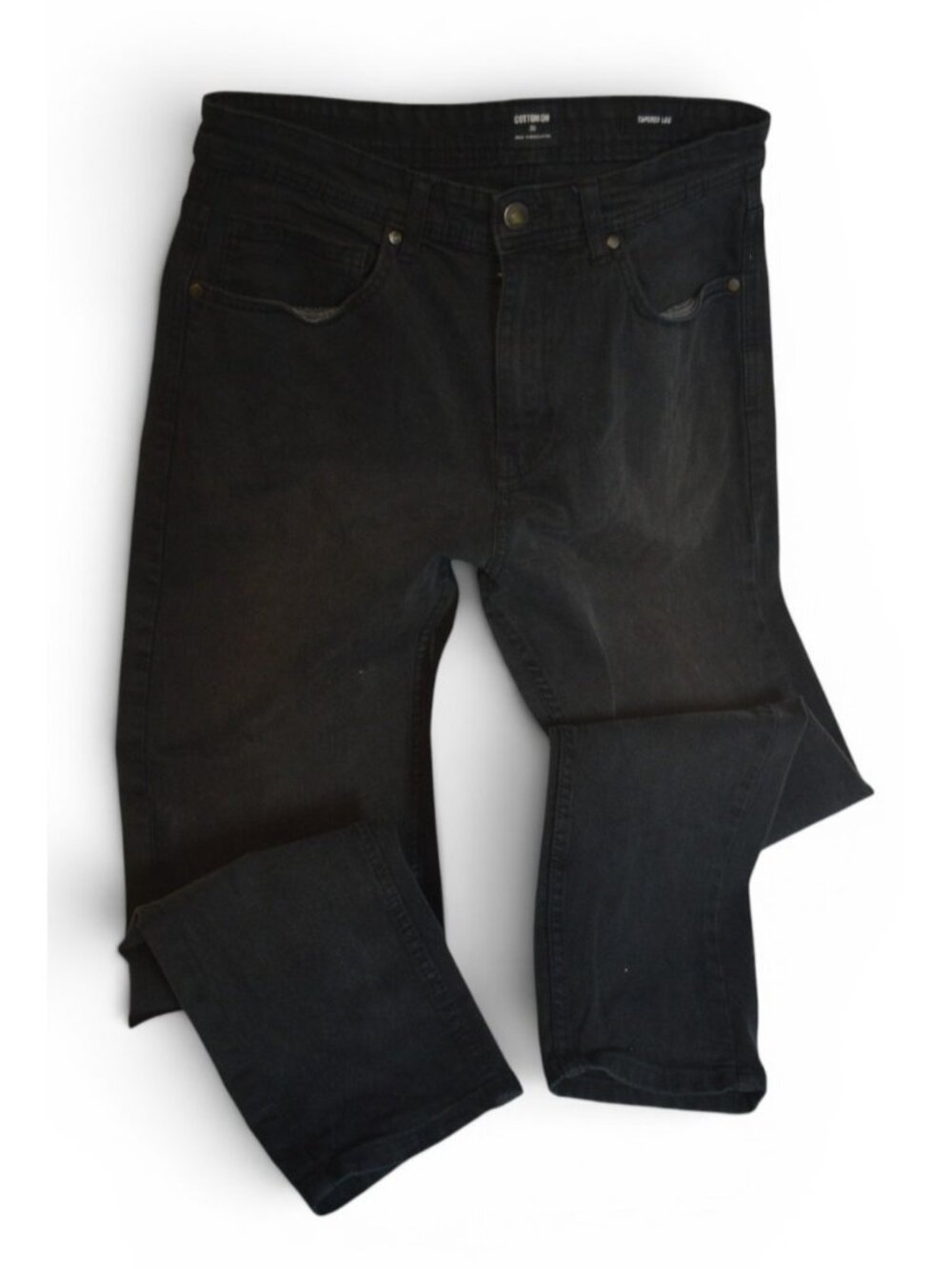 Cotton On Men's Black Tapered Leg Jeans Size 30 Stretch Denim Casual Pants